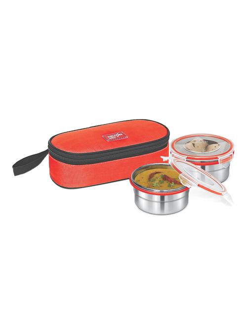 milton steal meal small 2 container lunch box, red - 15791009 - Very Small Image - 1