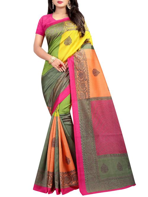 ethnic motif printed mysore silk saree with blouse - 15791170 - Very Small Image - 1
