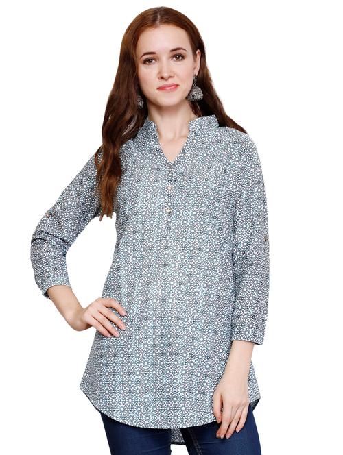 button detail band collar tunic - 15791184 - Very Small Image - 1