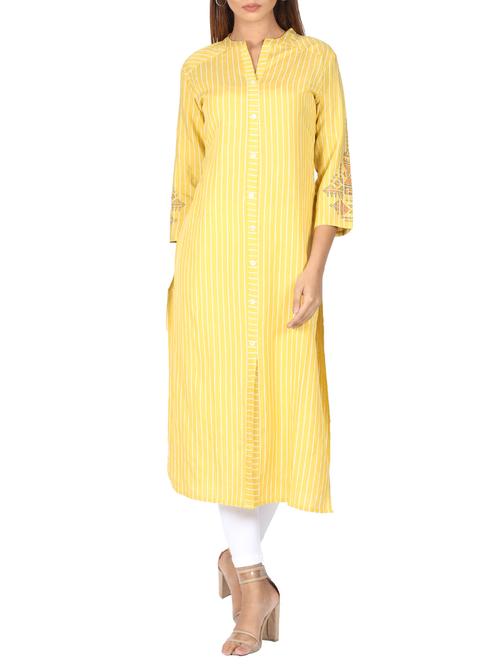 stripes straight kurta - 15791220 - Very Small Image - 1