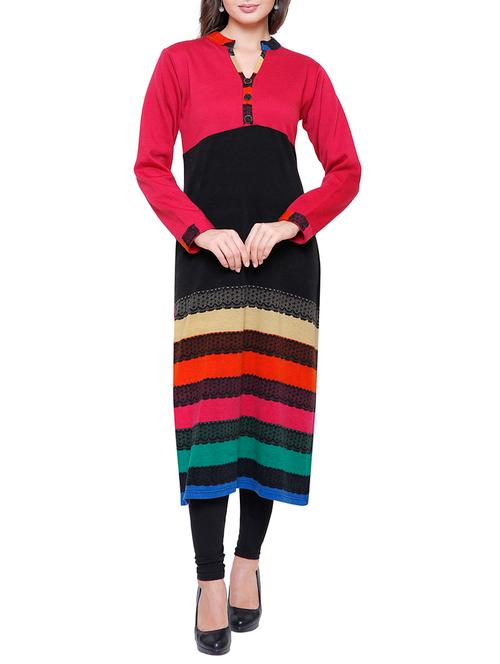 color block straight woolen kurta - 15791875 - Very Small Image - 1