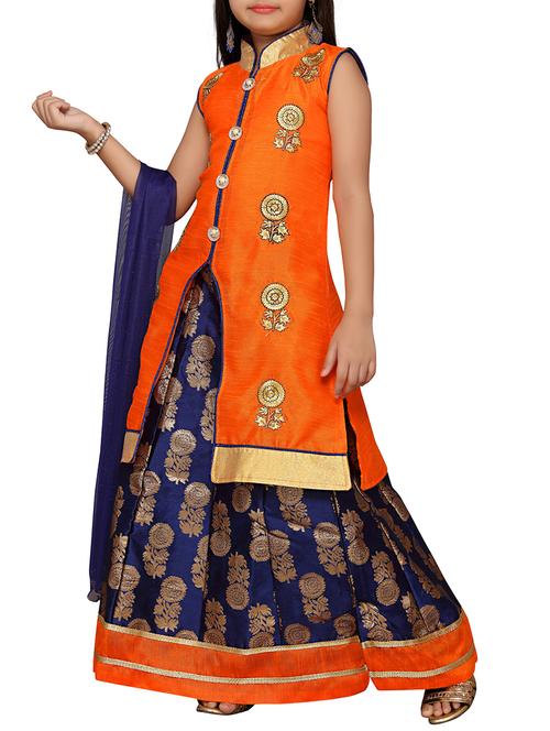 orange silk lehnga choli - 15792032 - Very Small Image - 1