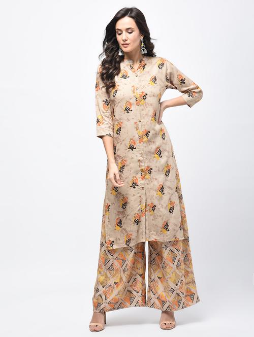 ethnic motif printed kurta palazzo set - 15792474 - Very Small Image - 1