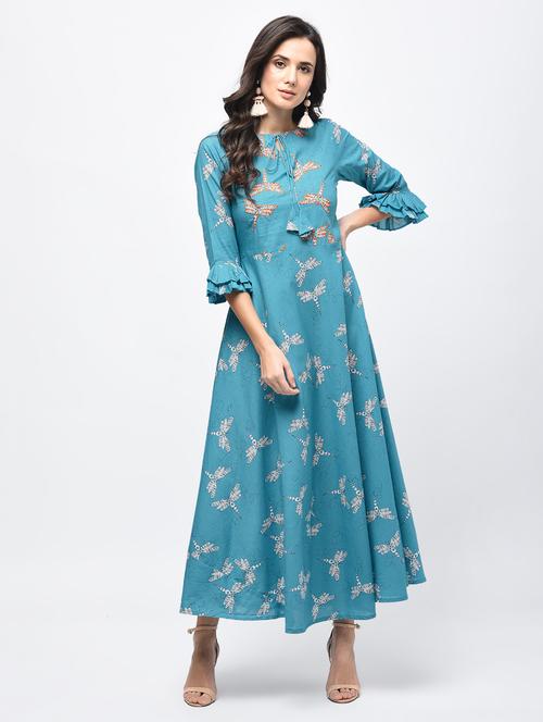 embroidered a-line kurta - 15792480 - Very Small Image - 1