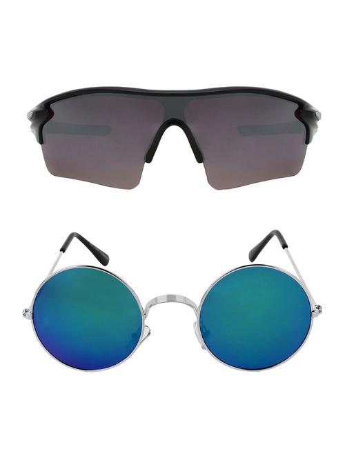 combo of 2 wrap-around & round sunglasses- abcom3399 - 15793526 - Very Small Image - 1