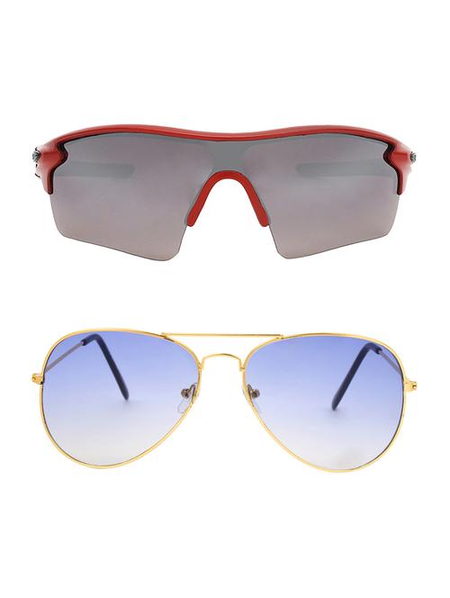 combo of 2 wrap-around & aviator sunglasses- abcom3405 - 15793532 - Very Small Image - 1
