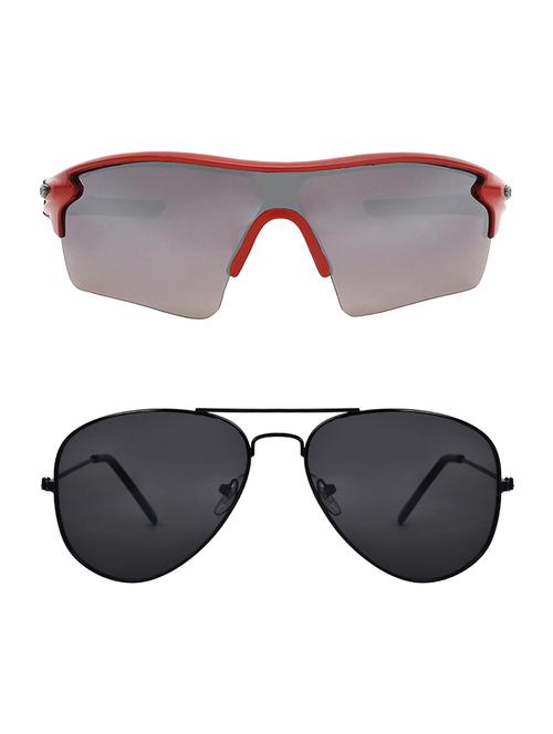 combo of 2 wrap-around & aviator sunglasses- abcom3406 - 15793533 - Very Small Image - 1