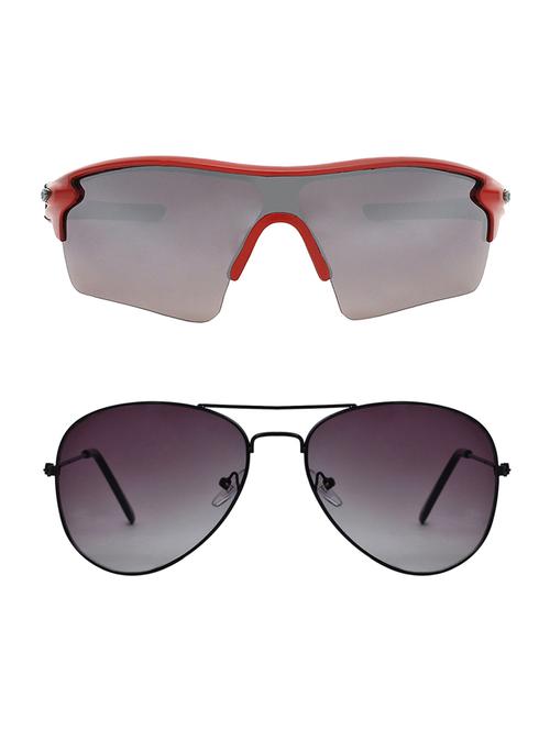 combo of 2 wrap-around & aviator sunglasses- abcom3407 - 15793534 - Very Small Image - 1