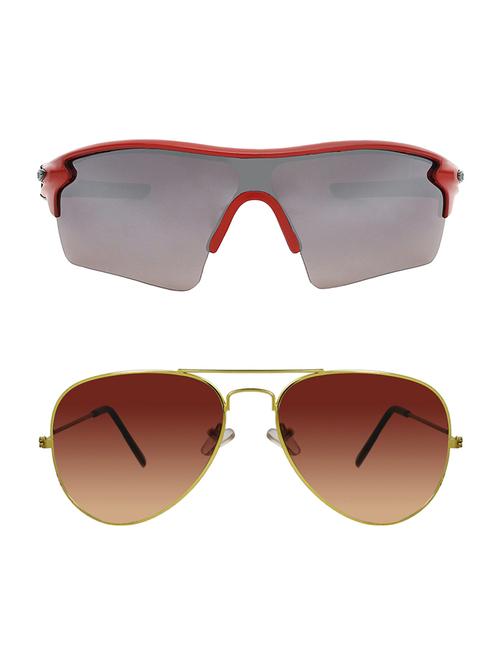 combo of 2 wrap-around & aviator sunglasses- abcom3409 - 15793536 - Very Small Image - 1