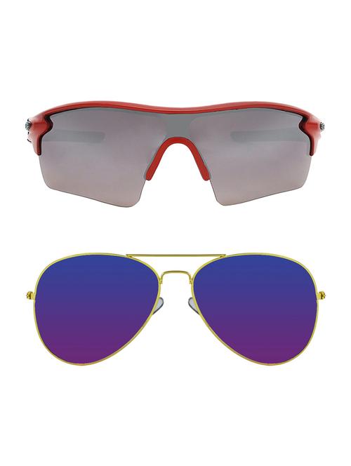 combo of 2 wrap-around & aviator sunglasses- abcom3411 - 15793538 - Very Small Image - 1