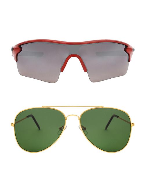 combo of 2 wrap-around & aviator sunglasses- abcom3414 - 15793541 - Very Small Image - 1