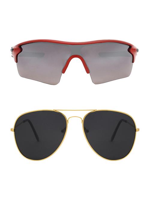 combo of 2 wrap-around & aviator sunglasses- abcom3415 - 15793542 - Very Small Image - 1