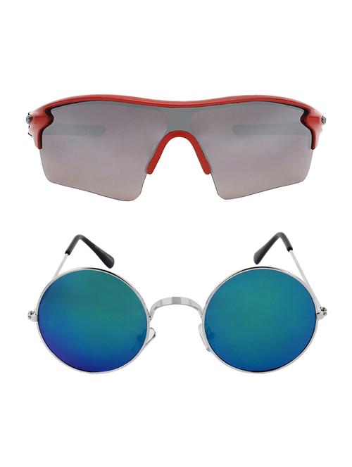combo of 2 wrap-around & round sunglasses- abcom3423 - 15793550 - Very Small Image - 1