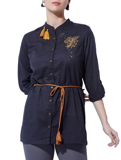 tassel tie up embroidered top - 15794727 - Very Small Image - 1