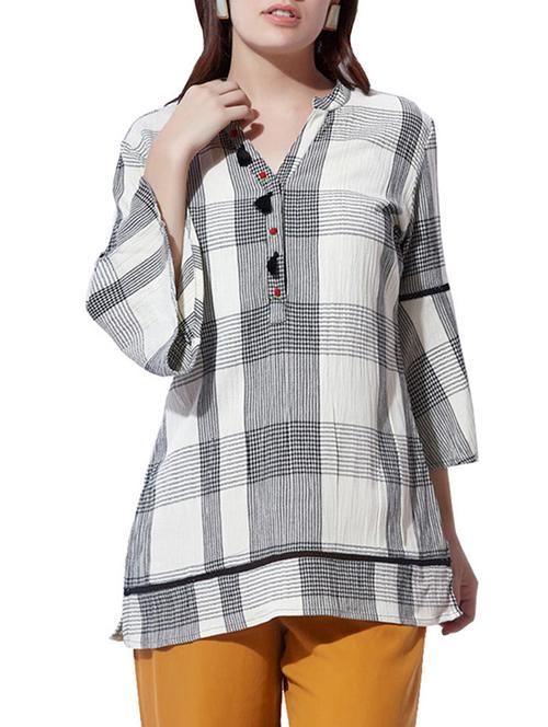 lace detail checkered tunic - 15794735 - Very Small Image - 1