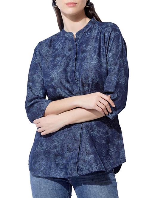 concealed placket mandarin neck shirt - 15794749 - Very Small Image - 1