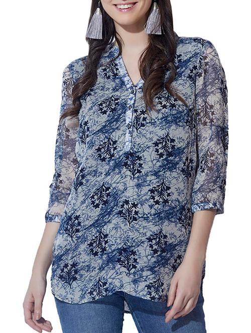 button detail curved hem tunic - 15794757 - Very Small Image - 1