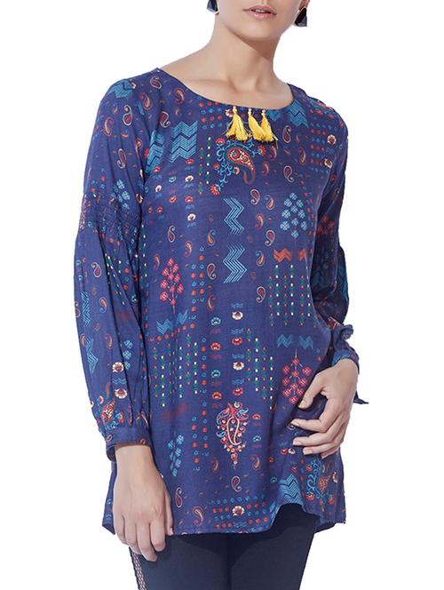 tassel detail smocked sleeved tunic - 15794786 - Very Small Image - 1