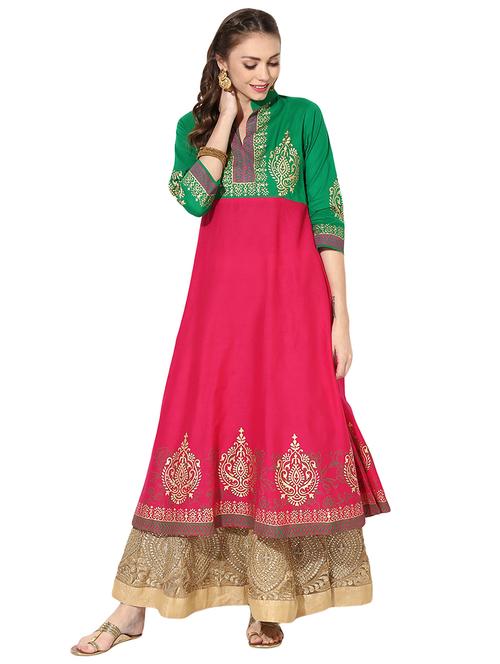 a-line block print kurta - 15794869 - Very Small Image - 1