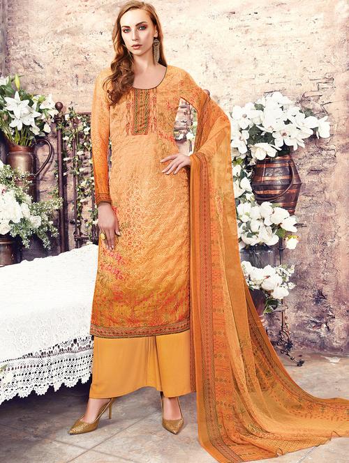 embroidered semi-stitched palazzo suit - 15795108 - Very Small Image - 1