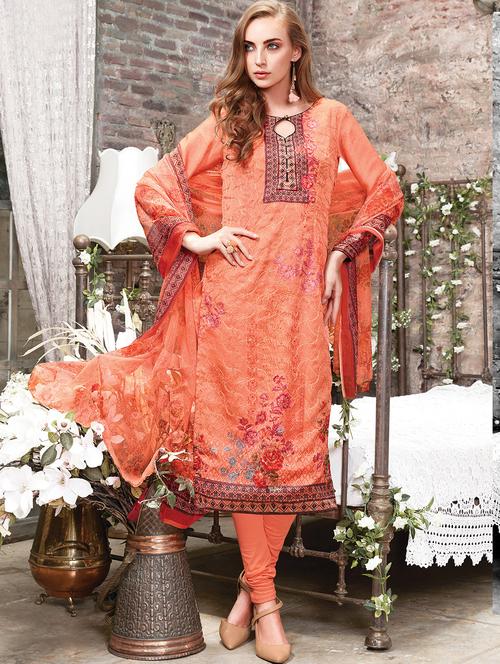 embroidered semi-stitched churidaar suit - 15795113 - Very Small Image - 1