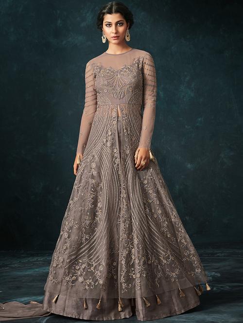 tonal embroidered layered anarkali suit - 15795132 - Very Small Image - 1