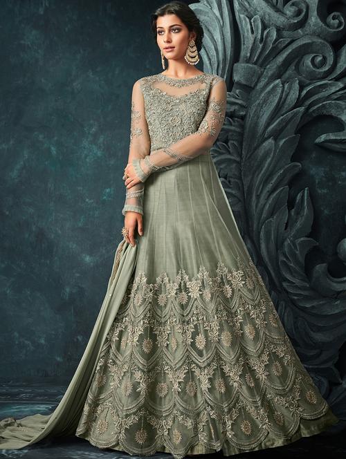 tonal embroidered layered anarkali suit - 15795133 - Very Small Image - 1