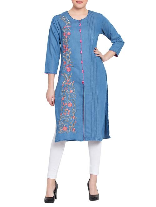 embroidered straight kurta - 15795217 - Very Small Image - 1