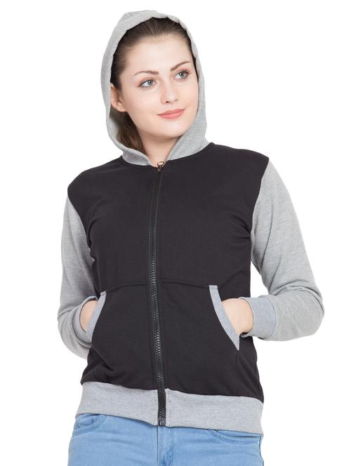 contrast panel zip up hooded sweatshirt - 15795354 - Very Small Image - 1