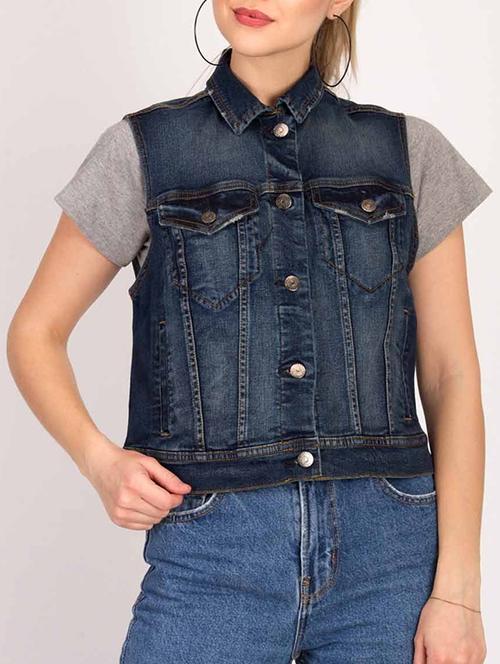 button-up denim jacket - 15795434 - Very Small Image - 1