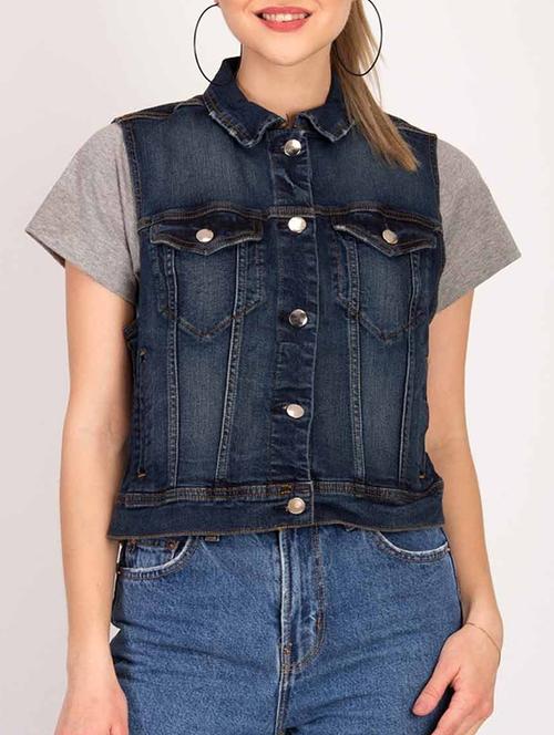 button-up denim jacket - 15795436 - Very Small Image - 1