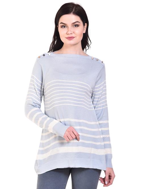 button detail striped ribbed pullover - 15795489 - Very Small Image - 1