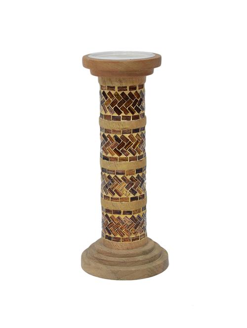 royallifestylee wooden mosai candle holder - 15795753 - Very Small Image - 1