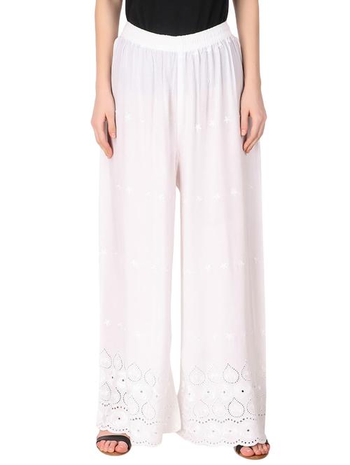 chikankari detail flared palazzo - 15795969 - Very Small Image - 1