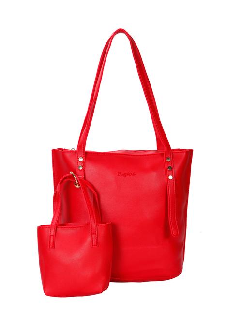 red leatherette (pu) combo tote - 15796424 - Very Small Image - 1