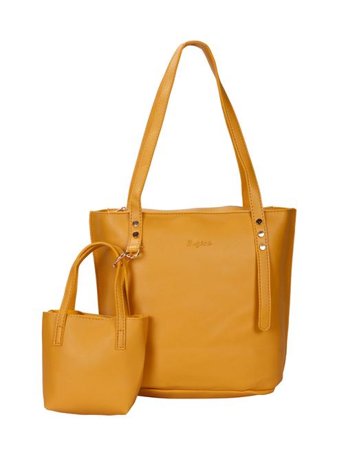 yellow leatherette (pu) combo tote - 15796425 - Very Small Image - 1