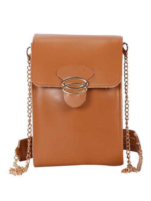 tan leatherette (pu) sling bag - 15796524 - Very Small Image - 1