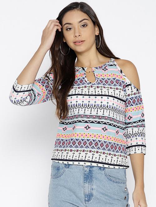 keyhole neck cold shoulder top - 15797094 - Very Small Image - 1