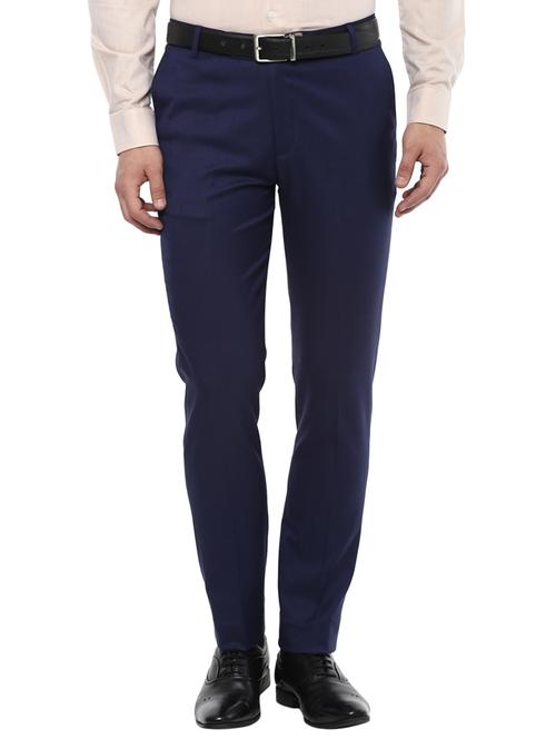 blue polyester blend flat front formal trouser - 15797170 - Very Small Image - 1