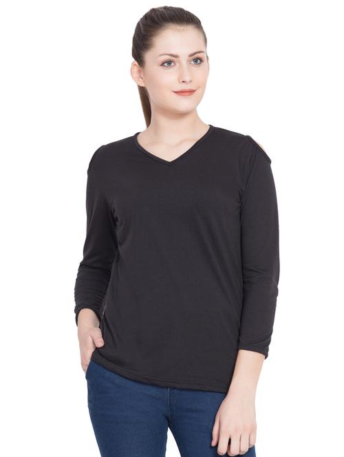 cold shoulder v-neck top - 15797233 - Very Small Image - 1