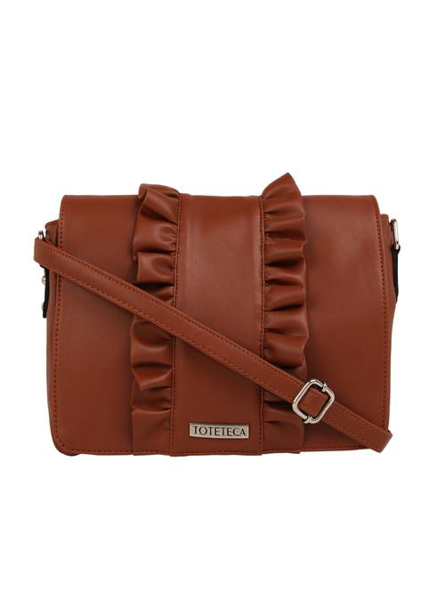 tan leatherette (pu) sling bag - 15797749 - Very Small Image - 1