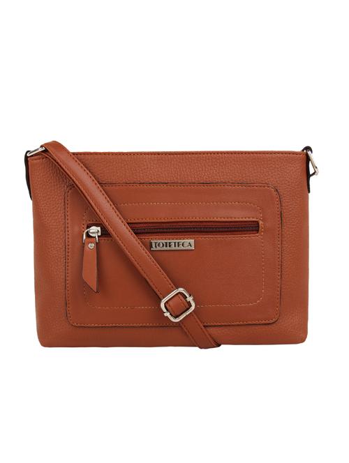 tan leatherette (pu) sling bag - 15797766 - Very Small Image - 1