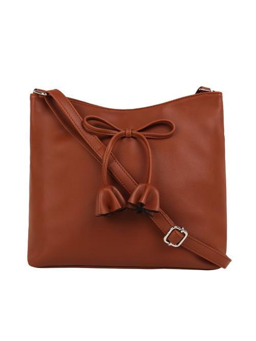 tan leatherette (pu) sling bag - 15797773 - Very Small Image - 1