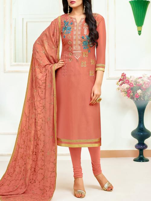 embroidered unstitched churidaar suit - 15798035 - Very Small Image - 1