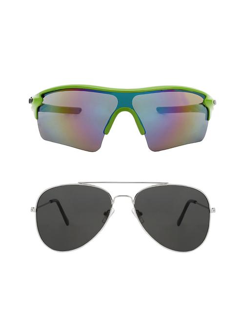 combo of 2 wrap-around & aviator sunglasses- abcom3432 - 15798142 - Very Small Image - 1