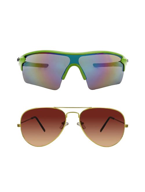 combo of 2 wrap-around & aviator sunglasses- abcom3433 - 15798143 - Very Small Image - 1