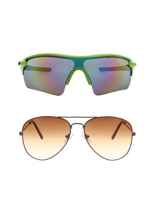 combo of 2 wrap-around & aviator sunglasses- abcom3434 - 15798144 - Very Small Image - 1
