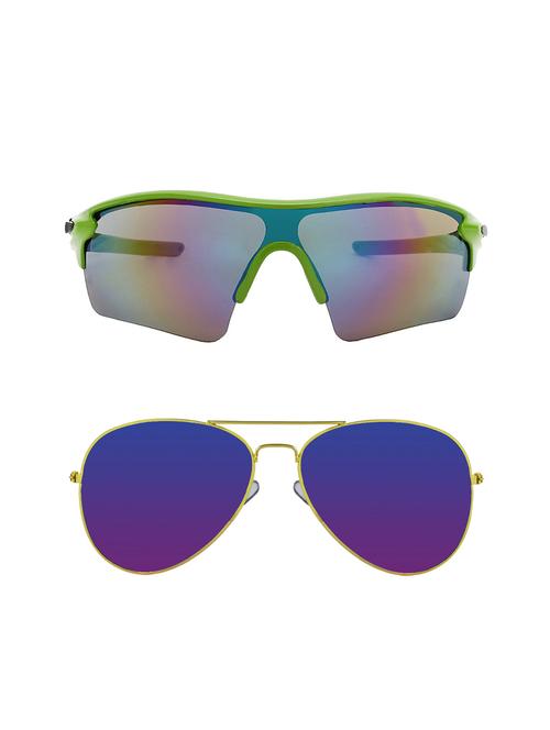 combo of 2 wrap-around & aviator sunglasses- abcom3435 - 15798145 - Very Small Image - 1