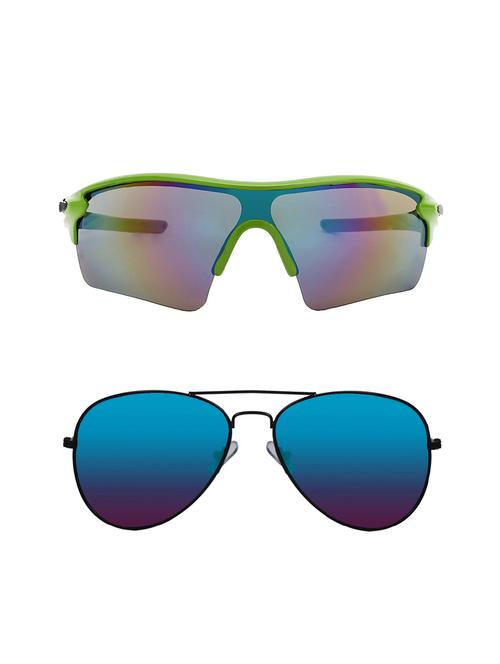 combo of 2 wrap-around & aviator sunglasses- abcom3437 - 15798147 - Very Small Image - 1