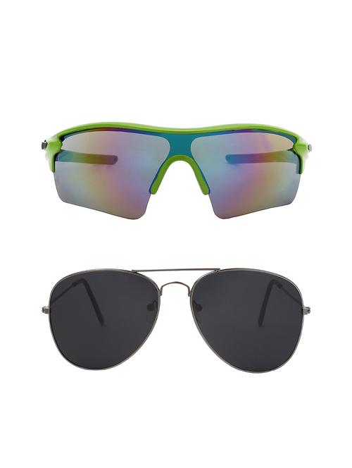 combo of 2 wrap-around & aviator sunglasses- abcom3440 - 15798150 - Very Small Image - 1